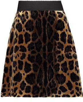 Leopard-print Velvet Mini Skirt