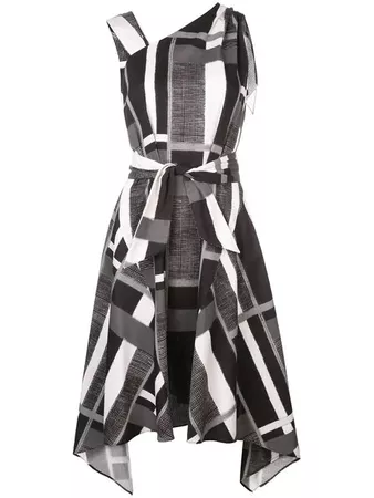 Josie Natori Taisho Stripe Belted Dress