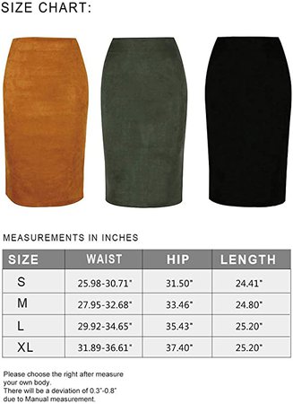 Amazon.com: PERSUN Women's Midi Pencil Skirts Faux Suede High Waist Stretch Bodycon Skirt: Clothing