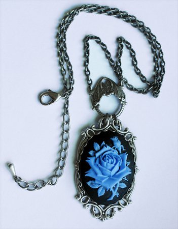 Blue Rose Cameo Necklace (My Aesthetic)