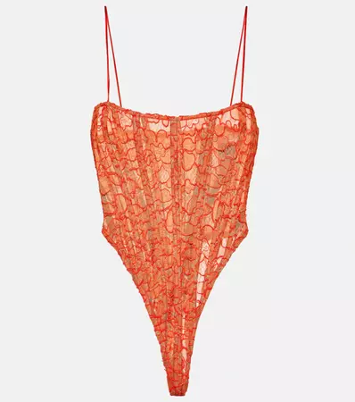 Lace Bodysuit in Orange - La Quan Smith | Mytheresa