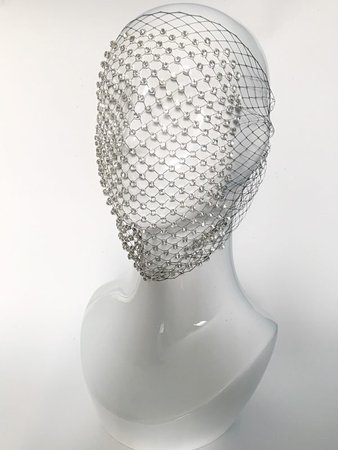 Birdcage Face Mask Ilaria, Crystal Veil Mask – Get Man Jewelry