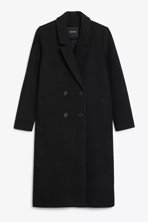 Classic double-breasted coat - Black magic - Coats & Jackets - Monki WW