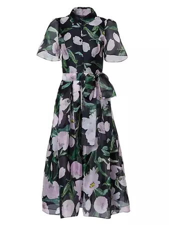Shop Carolina Herrera Collared Belted Midi-Dress | Saks Fifth Avenue