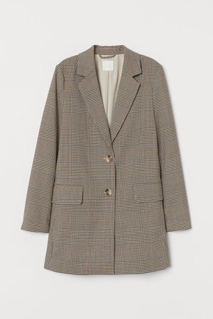 Straight-cut jacket - Beige/Checked - Ladies | H&M GB