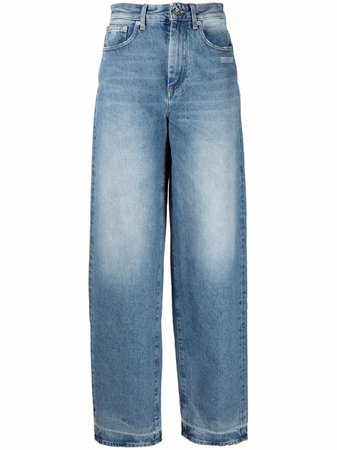 Shop Off-White high-rise wide-leg jeans with Express Delivery - FARFETCH