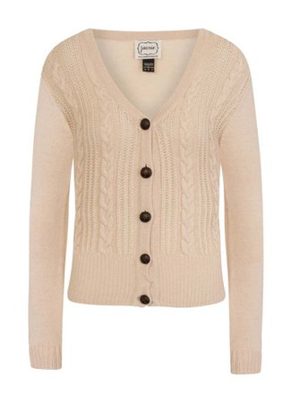 Linda Cable Knit Cardigan | Cream Vintage-inspired Knit | Joanie Clothing
