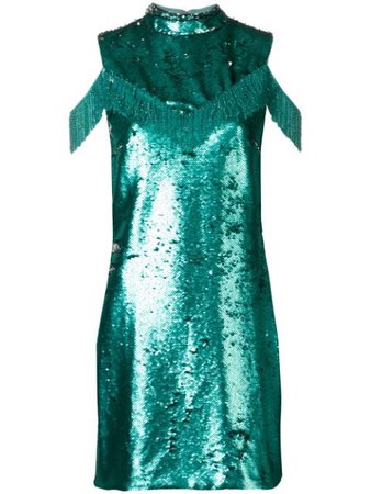 Blue Vivetta Sequin Cold Shoulder Dress | Farfetch.com