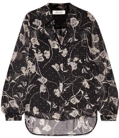 Lorelei Printed Silk-chiffon Blouse - Black