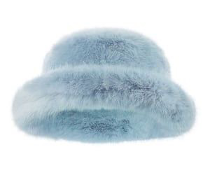 light blue fluffy hat