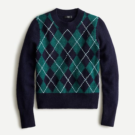J.Crew: Argyle Cropped Crewneck Sweater For Women