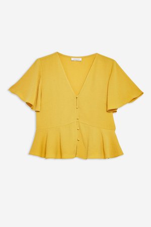 Button Down Short Sleeve Blouse | Topshop yellow