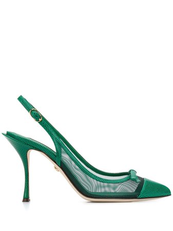 Dolce & Gabbana Mesh Slingback Pumps CG0400AX047 Green | Farfetch