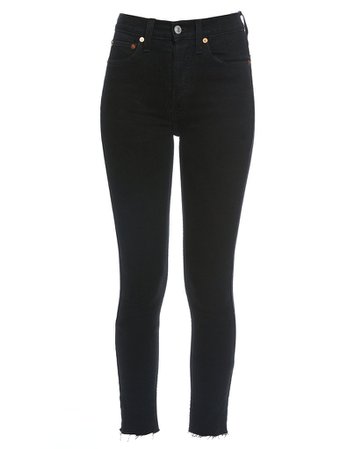 Stretch High Rise Ankle Crop in Jet Black | RE/DONE Jeans