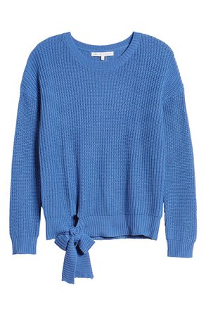 English Factory Tie Hem Ribbed Sweater blue