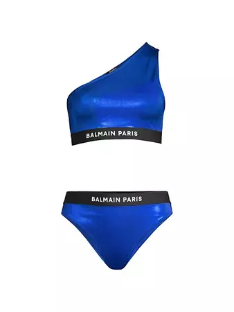 Shop Balmain Metallic One-Shoulder Bikini | Saks Fifth Avenue