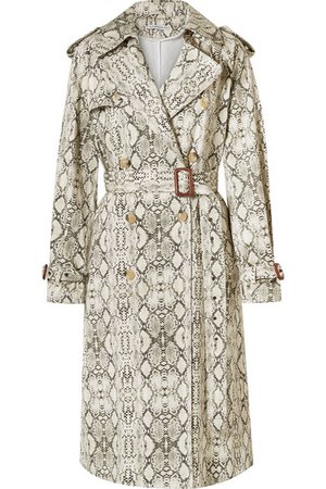 Les Rêveries Snake-print cotton trench coat