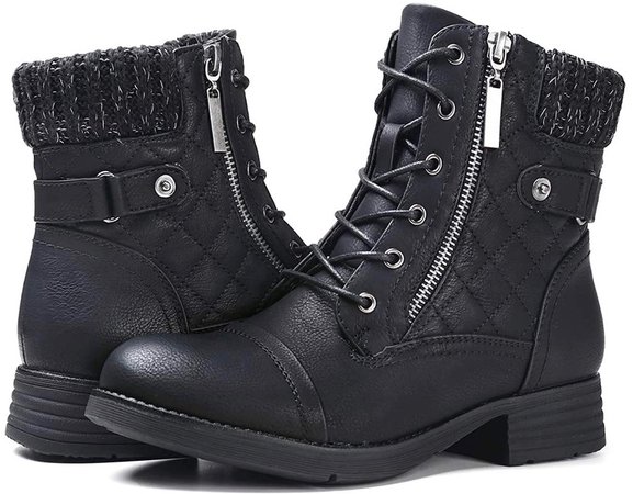 dark grey ankle combat boots