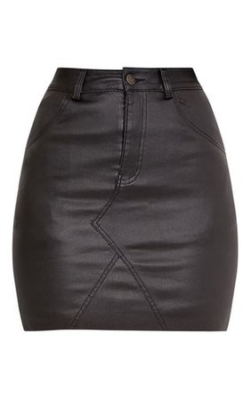 Eviane Black Coated Denim Skirt | Denim | PrettyLittleThing
