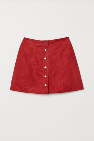 A-line Skirt - Dark red/faux suede - Ladies | H&M US
