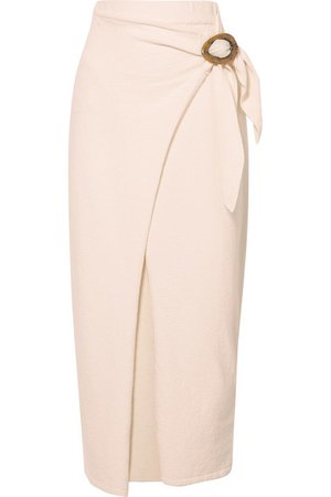 Nanushka | Sasha belted cotton-blend terry midi wrap skirt | NET-A-PORTER.COM