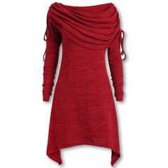 Distinguished Foldover Collar Women's Fall Dress – fabulous.shop.infinity