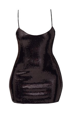*clipped by @luci-her* Black Strappy Sequin Bodycon Dress. Dresses | PrettyLittleThing USA