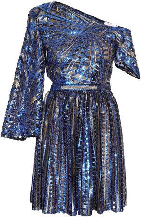 JIRI KALFAR - Blue & Gold Sequin Dress