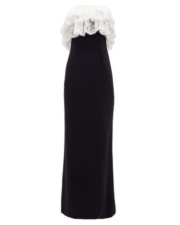 Alessandra Rich Lace Ruffle Strapless Maxi Dress in Black White (Black) - Save 51% - Lyst