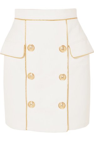 Balmain | Button-embellished woven mini skirt | NET-A-PORTER.COM