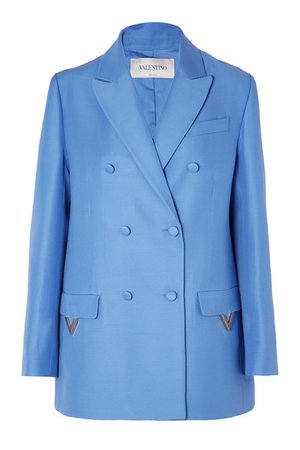 Valentino | Oversized double-breasted wool and silk-blend blazer | NET-A-PORTER.COM