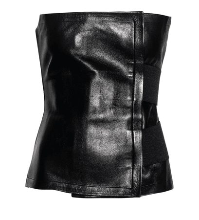Yves Saint Laurent by Tom Ford black leather strapless wrap corset, ss 2001