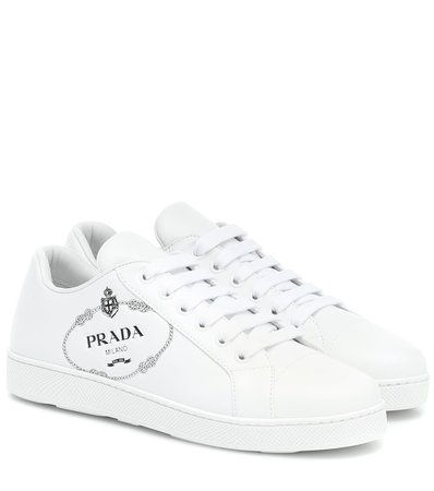 Sneakers In Pelle Con Logo - Prada | Mytheresa