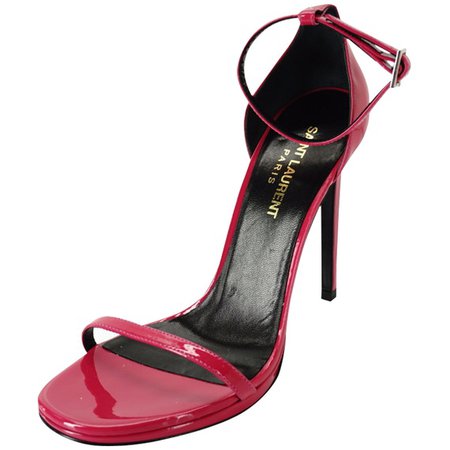 Saint Laurent Jane Ankle Strap Sandals Sz 37 Fuchsia Patent New Heels Ysl Pink