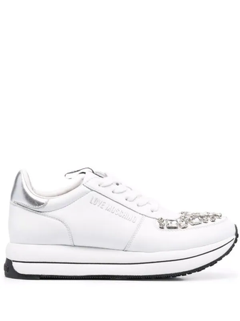 Love Moschino gem-embellished lace-up trainers
