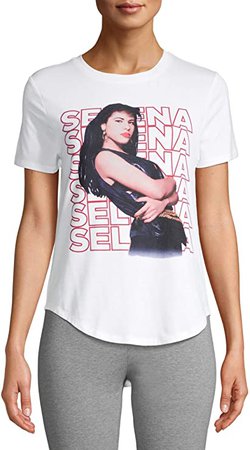 Amazon.com: Selena Quintanilla Womens' Short-Sleeve Drop Tail Graphic T-Shirt (White) (Large (L)): Clothing