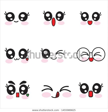 Стоковая векторная графика «Set Black Faces Cartoon Face Emotion» (без лицензионных платежей), 1455989825