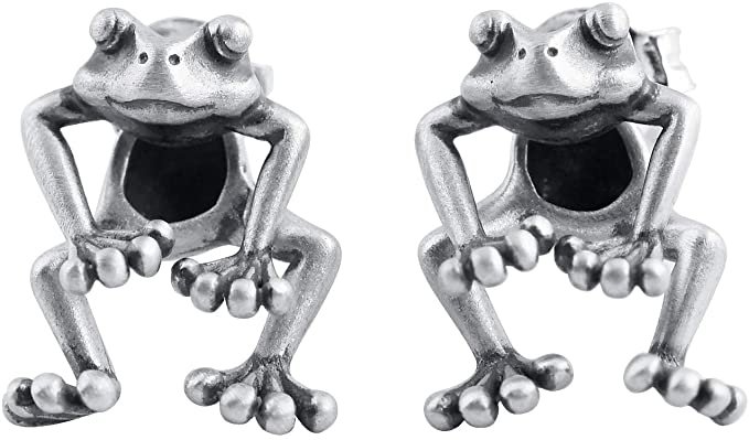 Amazon.com: LOVECOM 2 Piece Frog 925 Sterling Silver Dangle Post Earrings for Women Girls Cute Frog Vintage Animal Earring Jewelry Gifts( 2 Ways To Wear) (Silver Matte Frog Earrings): Clothing