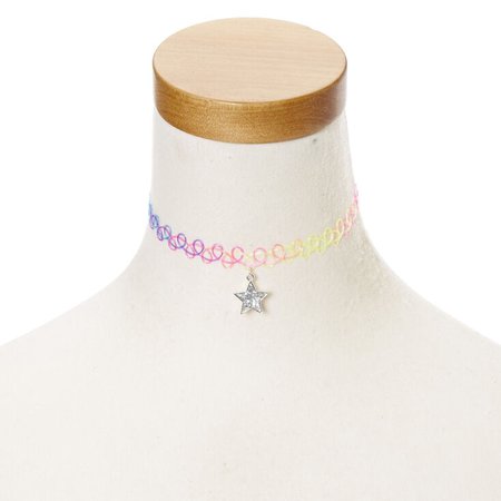 Claire's Club Star Rainbow Tattoo Choker Necklace | Claire's US