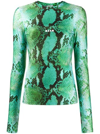 MSGM Snake Print Knitted Top - Farfetch