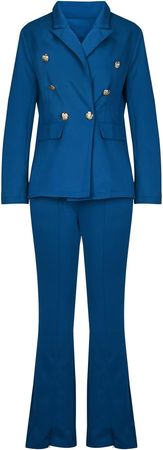 Amazon.com: Women's Suit Coat and Pant Set Ladies Fashion Business Casual Loose Solid Long Blazer Coat & 3/4 Leg Pants 2PC Suit : Clothing, Shoes & Jewelry
