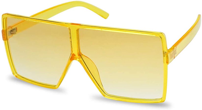 Amazon.com: SunglassUP Oversized Festival Candy Colored Tone Square Crystal Frame Sunglasses (Yellow Frame | Yellow): Clothing