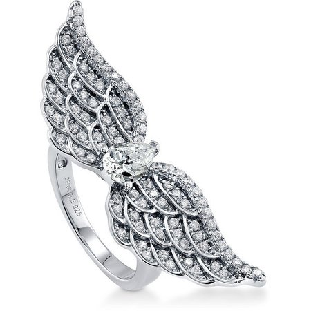 Silver Diamond Wings Ring