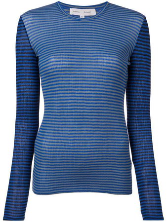 striped long-sleeve fitted top