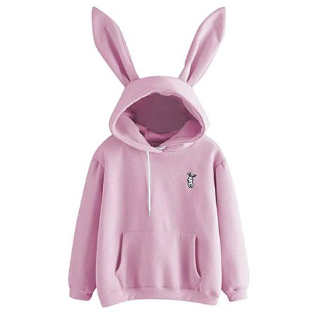 VIASA_ Women Hoodie Womens Bunny Hoodie Sweatshirt Pullover Tops Blouse Girls Hooded Sweatshirt Pullover Hoodie Pull-Over at Amazon Women’s Clothing store