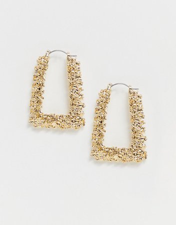 ASOS DESIGN hoop earrings in square shape in gold tone | ASOS