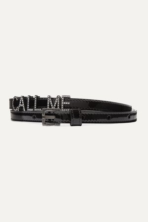 SAINT LAURENT | Call Me crystal-embellished patent-leather belt | NET-A-PORTER.COM