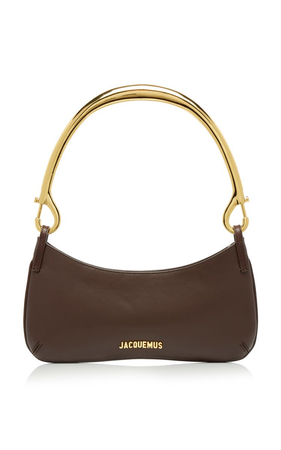 brown and gold handle Jacquemus bag
