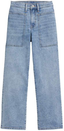High-Rise Wide-Leg Cropped Utility Jean