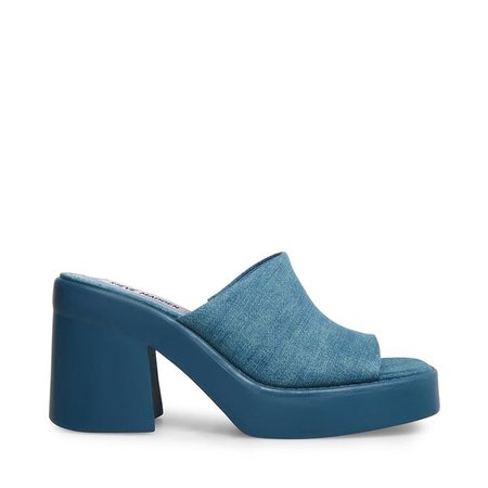 KANE Denim Fabric Leather Platform Square Toe Sandal | Women's Platforms – Steve Madden